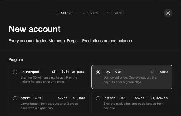 Choosing a program in the New account window